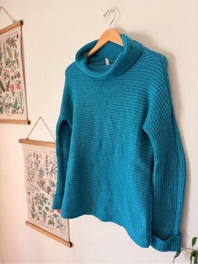 Pilcro - XS - Teal Cowl-Neck Turtleneck Sweater